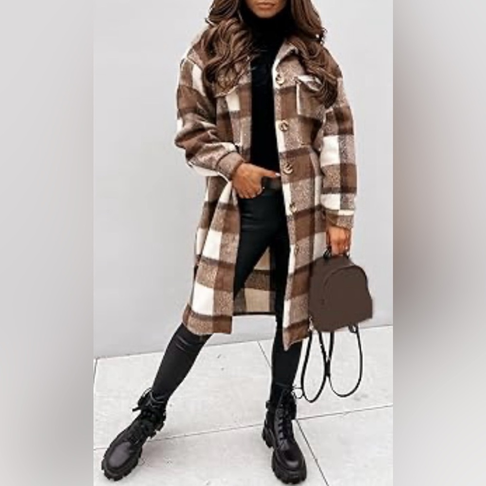 NWT Maurice’s Sz M Blend of Brown & Cream Tones Plaid Women’s Jacket